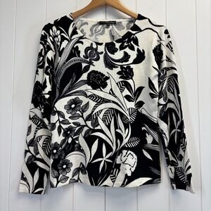 Pierri New York Womens Quiet Luxury Floral Beaded Sweater Size S Artsy Old Money